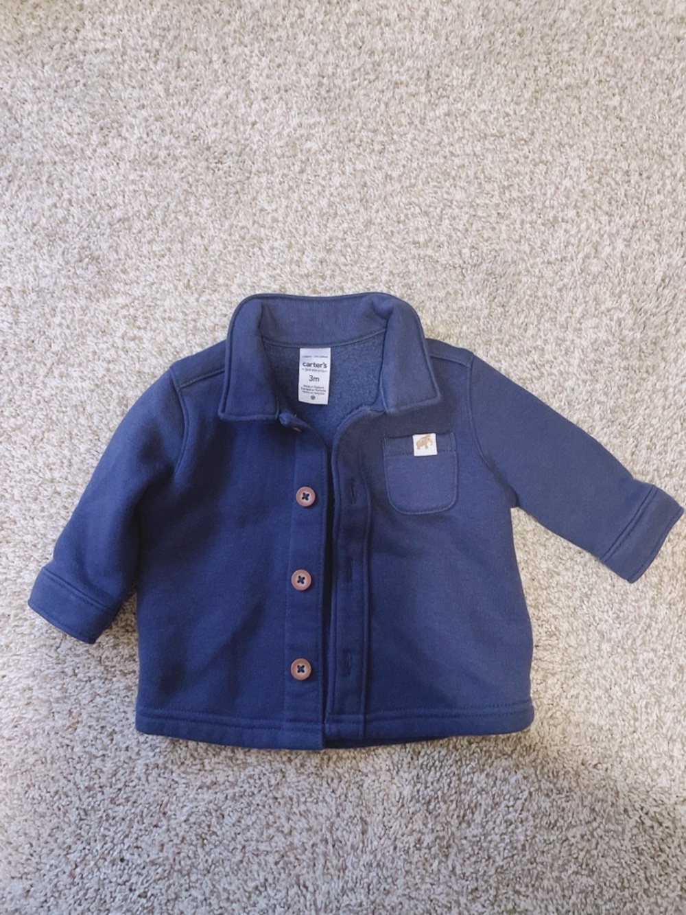 Carter's Navy Fleece Jacket Size 0-3 Months